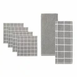 Food Network® Windowpane Grid Dishcloth & Kitchen Towel 6-pk. Gray -Food Network Shop unnamed file 1076
