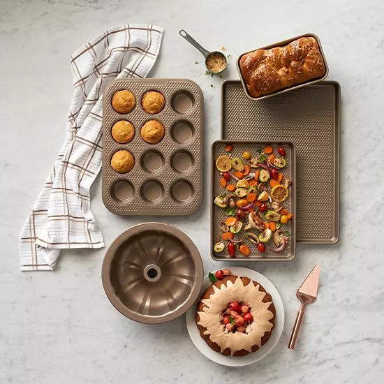 Food Network™ Textured Performance Series 9" X 13" Nonstick Baking Sheet Bronze 4 Food Network™ Textured Performance Series 9" X 13" Nonstick Baking Sheet Bronze - Image 2